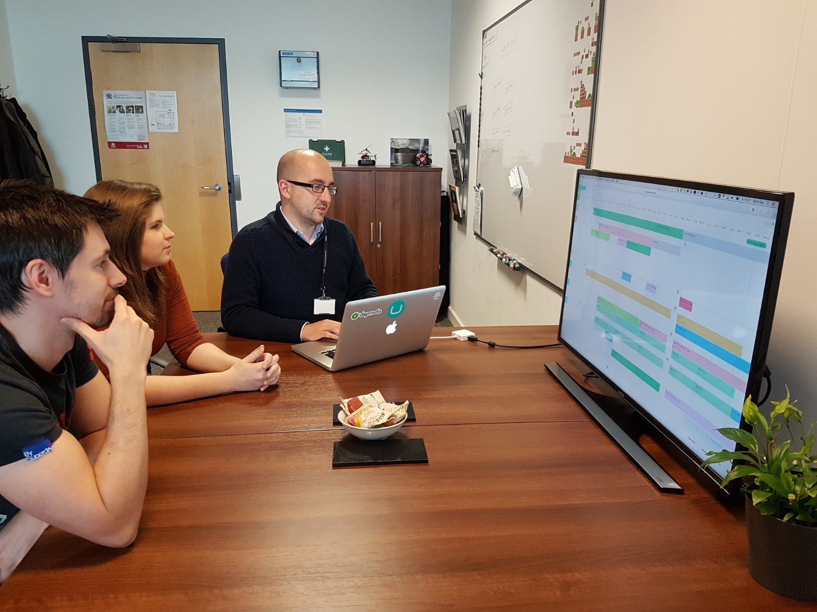 The Daymedia team working with Teamweek during a scheduling meeting